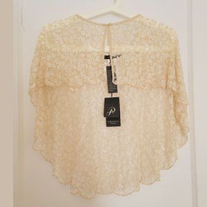 BHLDN Adrianna Papell Jenkins Beaded Lace Wedding Cover-up Shawl Capelet - NWT